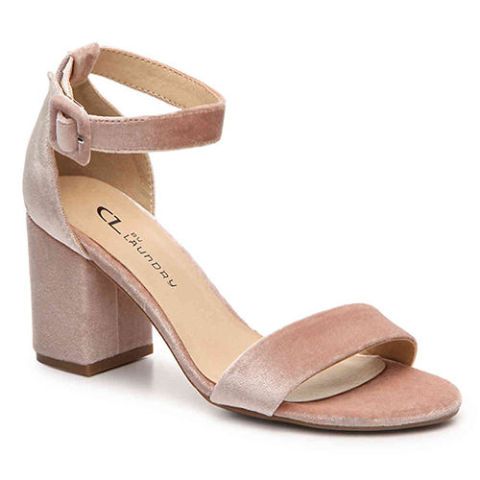 Blush velvet hotsell block heels