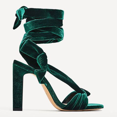 Velvet tie outlet up heels