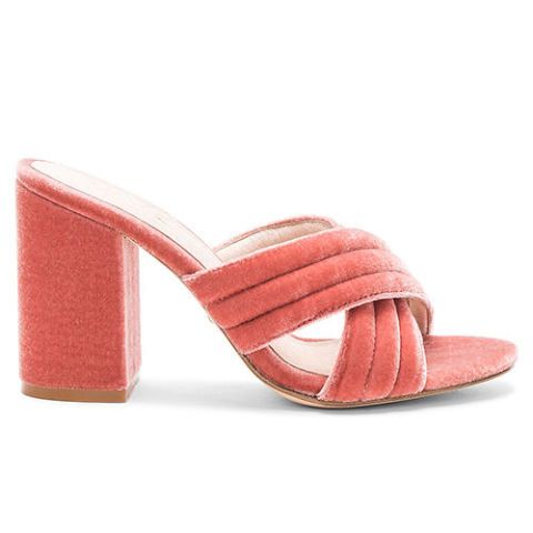 pink velvet mules