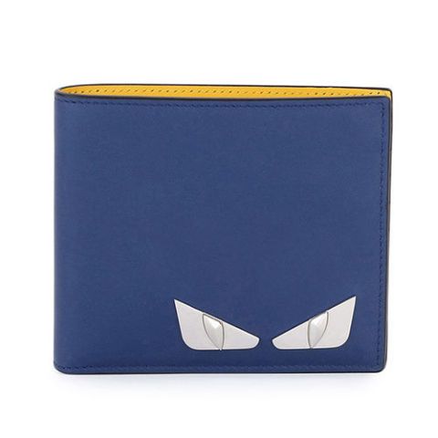 Fendi Blue/Yellow Leather Monster Eye Card Holder Fendi