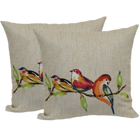 Mainstays Painted Birds Toss Pillow