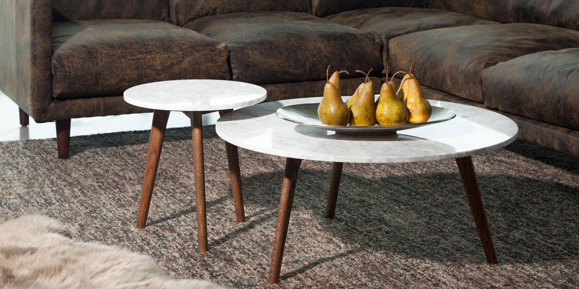 Wood Glass Round Coffee Tables, Round Coffee Table For Small Living Room
