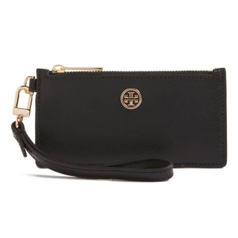 tory burch black leather card case