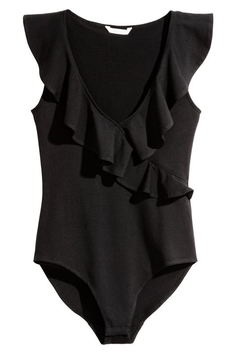 h&m black ruffled bodysuit
