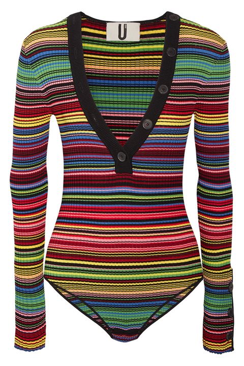 topshop unique striped rainbow bodysuit