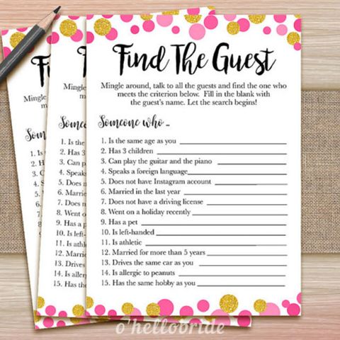 O'Hello Bride Find the Guest Bridal Shower Game