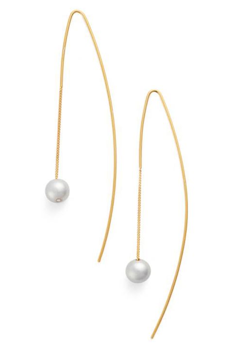 chan luu gold pearl threader earrings
