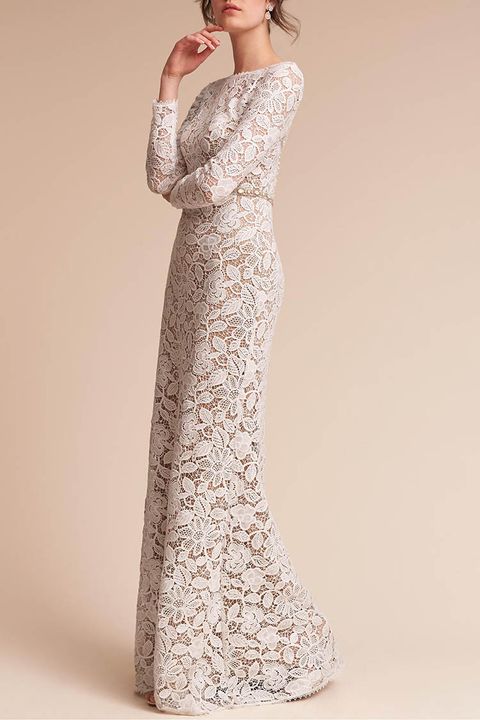 tadashi long sleeve lace wedding gown