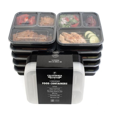 California Home Goods 3 Compartment Bento Reusable Food Storage Containers