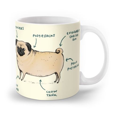 <p><strong data-redactor-tag="strong" data-verified="redactor"><em data-redactor-tag="em" data-verified="redactor">$15</em></strong> <a href="https://www.amazon.com/Society6-Anatomy-Pug-Mug-11/dp/B017YB9ZZI/?tag=bp_links-20" target="_blank" class="slide-buy--button" data-tracking-id="recirc-text-link">BUY NOW</a></p><p>Paws = "waddle enablers" and ears = "wilted listeners" ... sounds about right!</p>