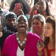 leslie jones front row at fashion week christian sirriano