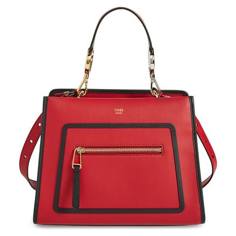 fendi small runaway red leather satchel bag