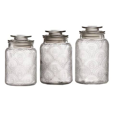 Bungalow Rose Glass 3 Piece Kitchen Canister Set