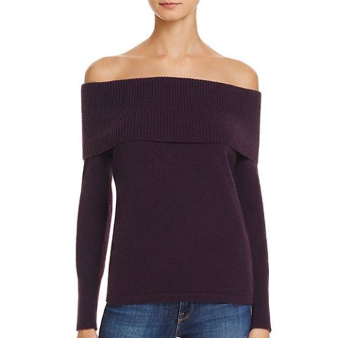 Minnie Rose Off the Shoulder Cashmere Sweater