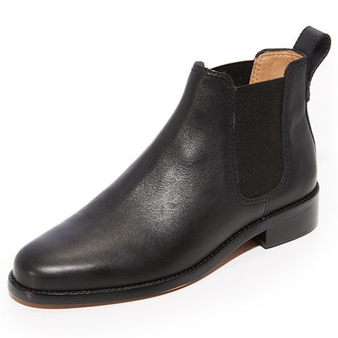 madewell flat chelsea boots in black leather
