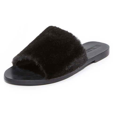 Black Fur Slides, Fur Slides for Women, Fox Fur slides.Real Fox Fur Slides, Furry Fur Slipper, Fluffy Casual Slides for Women, Gift for Her