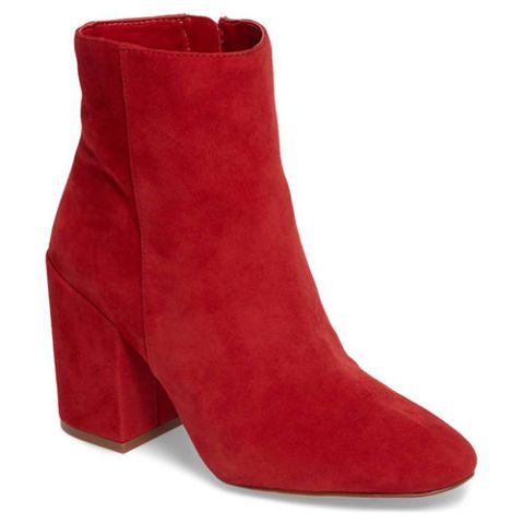 red suede heel boots