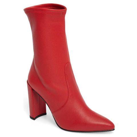 red leather shoe boots
