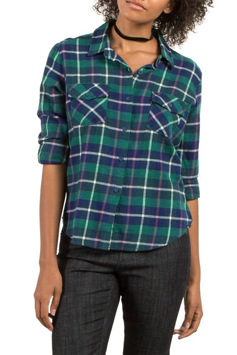 green flannel shirt women's