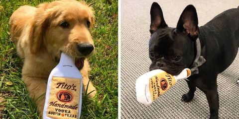 Titos and PrideBites creates a handmade vodka dog toy