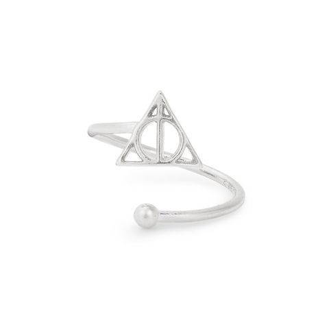 <p><strong data-redactor-tag="strong"><em data-redactor-tag="em">$28</em></strong>&nbsp;<a href="https://www.alexandani.com/deathly-hallows-ring-wrap-as17hp16s.html" target="_blank" class="slide-buy--button" data-tracking-id="recirc-text-link">BUY NOW</a></p><p>Easy to adjust, this ring wraps up the finger for a floating effect. It comes in gold and silver.</p>