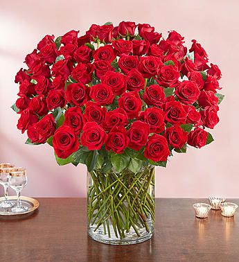 1-800-Flowers.com 100 Premium Long Stem Red Roses
