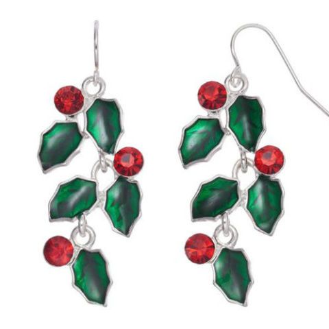 holly christmas earrings