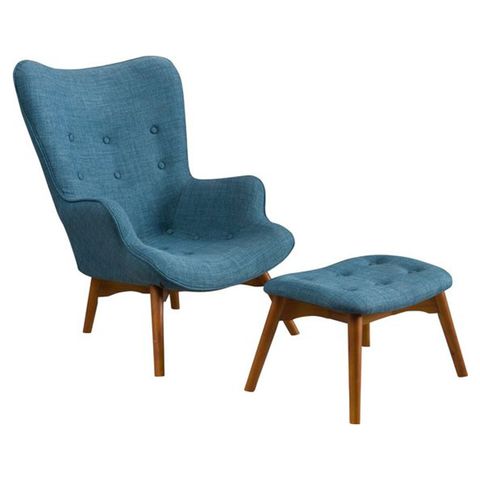 Langley Street Canyon Vista Mid-Century Wingback Chair and Ottoman