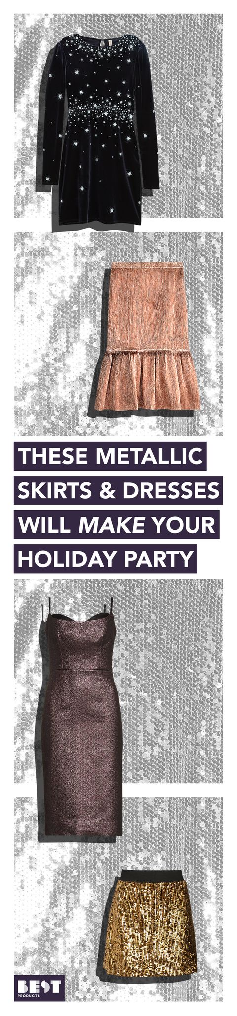 metallic skirts dresses