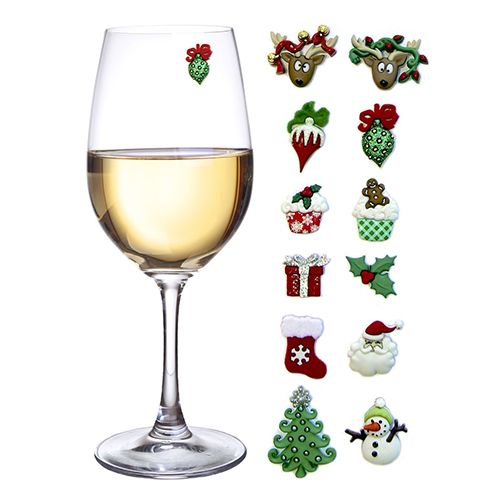 Dinner Parties For Wine Tasting Party Wine Glass Markers Set of 6 Hand Silicone Drink Glass Charms & Wine Charm Tags Wine Gift and Favors Hostess Gift 