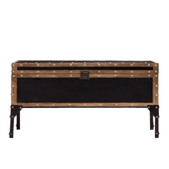 nailhead cocktail table trunk espresso