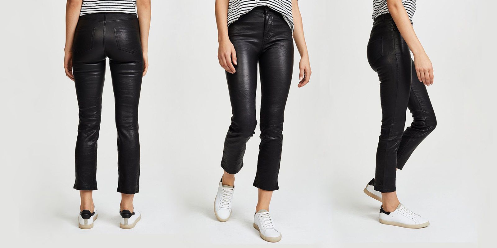 JJXX real leather straight leg trousers in black | ASOS