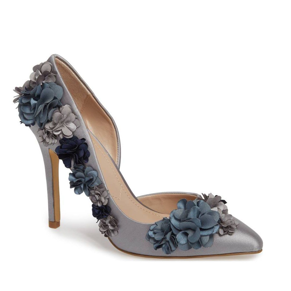 blue satin wedding shoes