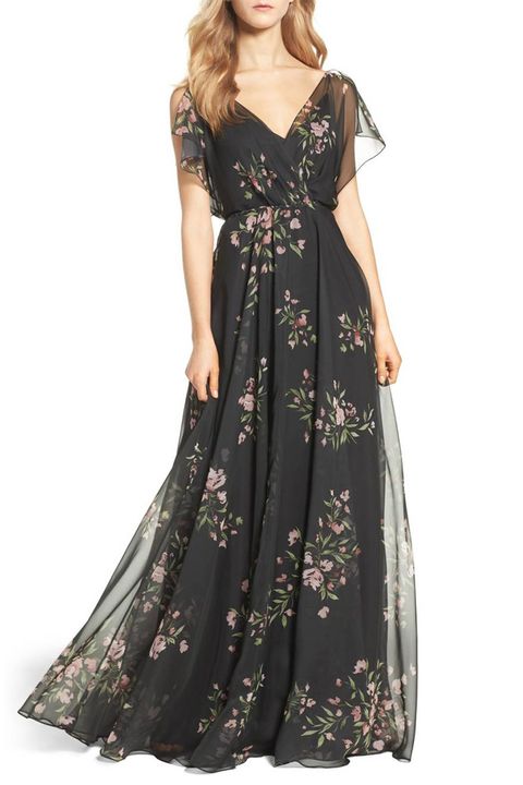 jenny yoo black floral gown