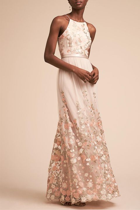 BHLDN floral pink gown