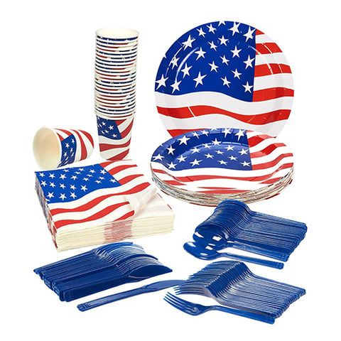 Juvale American Flag Dinnerware Set