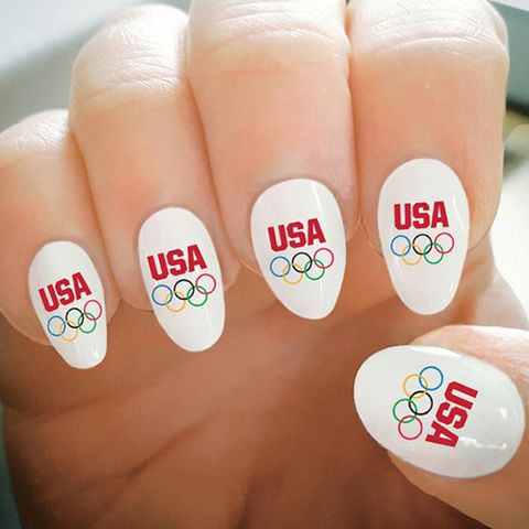 Olympic Rings USA Nail Tattoos