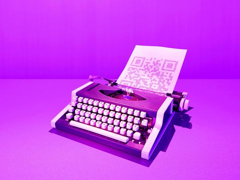 Typewriter, Violet, Purple, Office equipment, Magenta, Space bar, Text, Pink, Lavender, Font, 