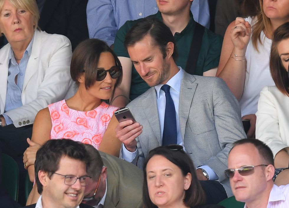 LONDON, ENGLAND - JULY 06:  Pippa Middleton and James Matthews attend day nine of the Wimbledon Tennis Championships at Wimbledon on July 06, 2016 in London, England.  (Photo by Karwai Tang/WireImage)