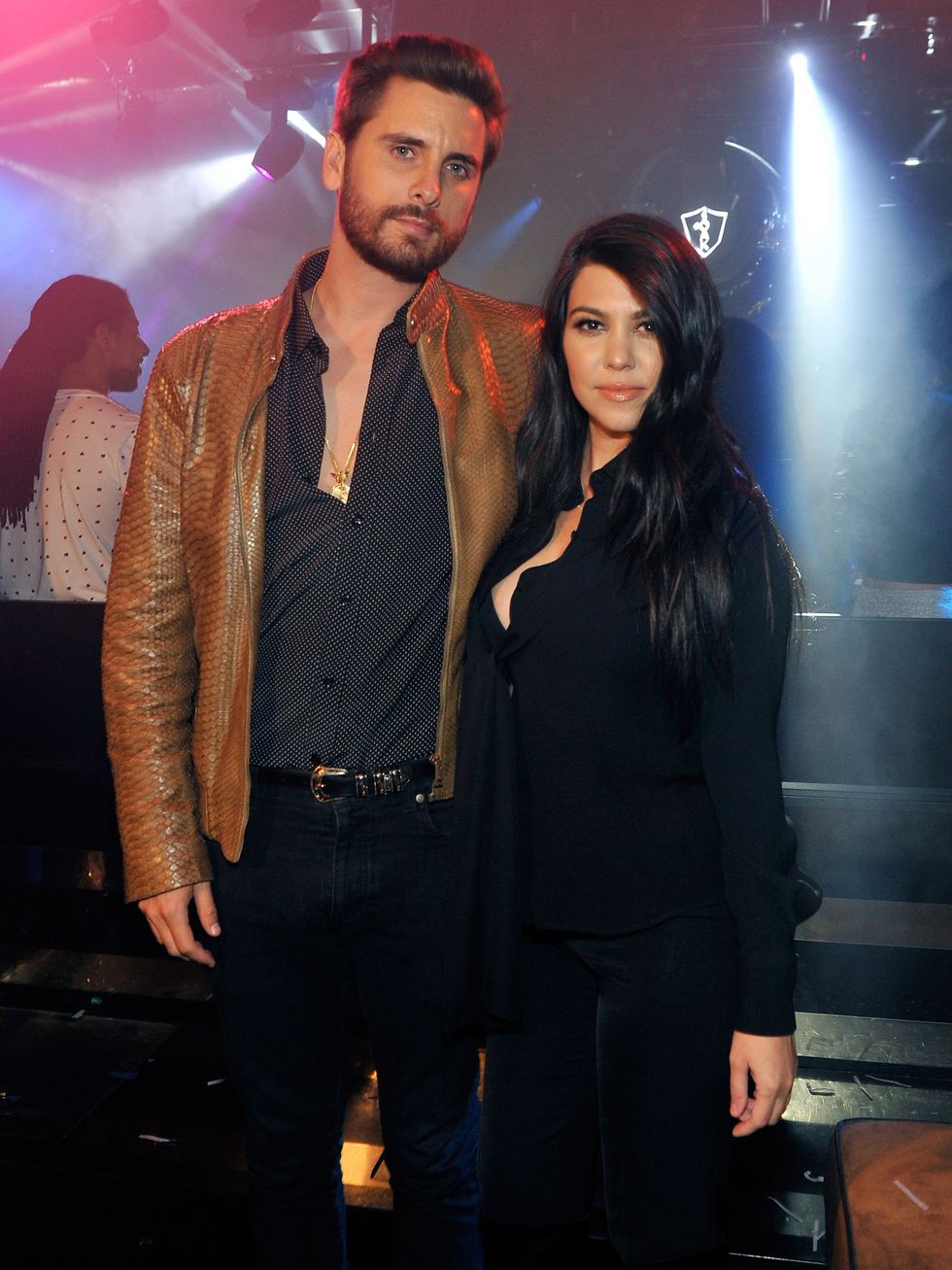 LAS VEGAS, NV - FEBRUARY 21:  Television personalities Scott Disick (L) and Kourtney Kardashian appear at 1 OAK Nightclub at The Mirage Hotel &amp; Casino on February 21, 2015 in Las Vegas, Nevada.  (Photo by David Becker/WireImage)
