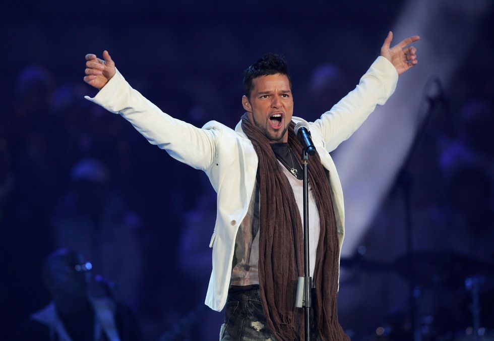 TURIN, ITALY - FEBRUARY 26:  Singer Ricky Martin performs during the Closing Ceremony of the Turin 2006 Winter Olympic Games on February 26, 2006 at the Olympic Stadium in Turin, Italy.  (Photo by Vladimir Rys/Bongarts/Getty Images)