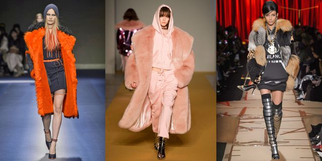 Tra le tendenze moda avvistate sulle passerelle dalla Fashion Week Milano c'è una strana coppia: le felpe con e senza cappuccio indossate con le pellicce ecologiche.