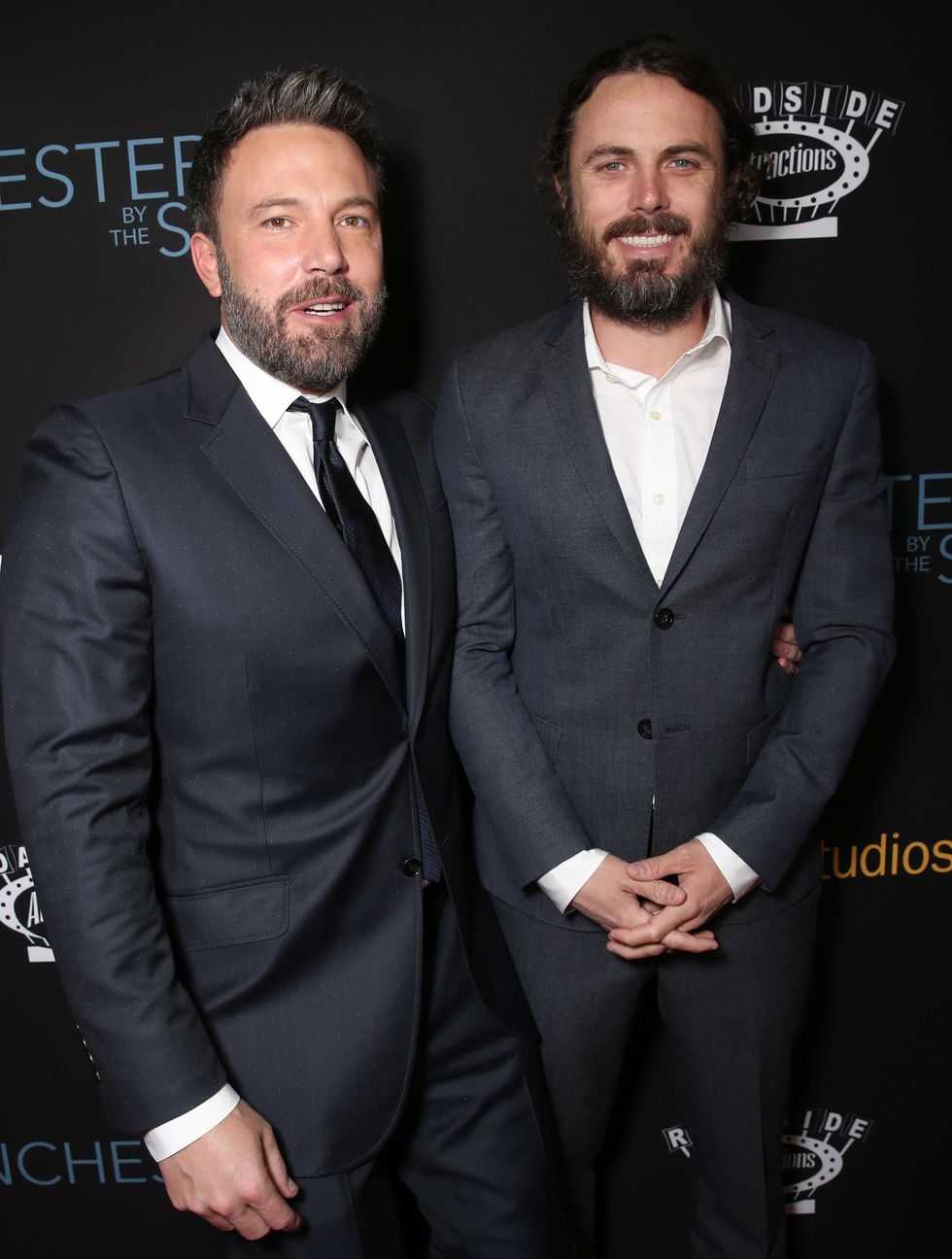BEVERLY HILLS, CA - NOVEMBER 14:  Ben Affleck and Casey Affleck attend the "Manchester By The Sea" Los Angeles Premiere at AMPAS Samuel Goldwyn Theater on November 14, 2016 in Beverly Hills, California.  (Photo by Todd Williamson/Getty Images for Amazon Studios)