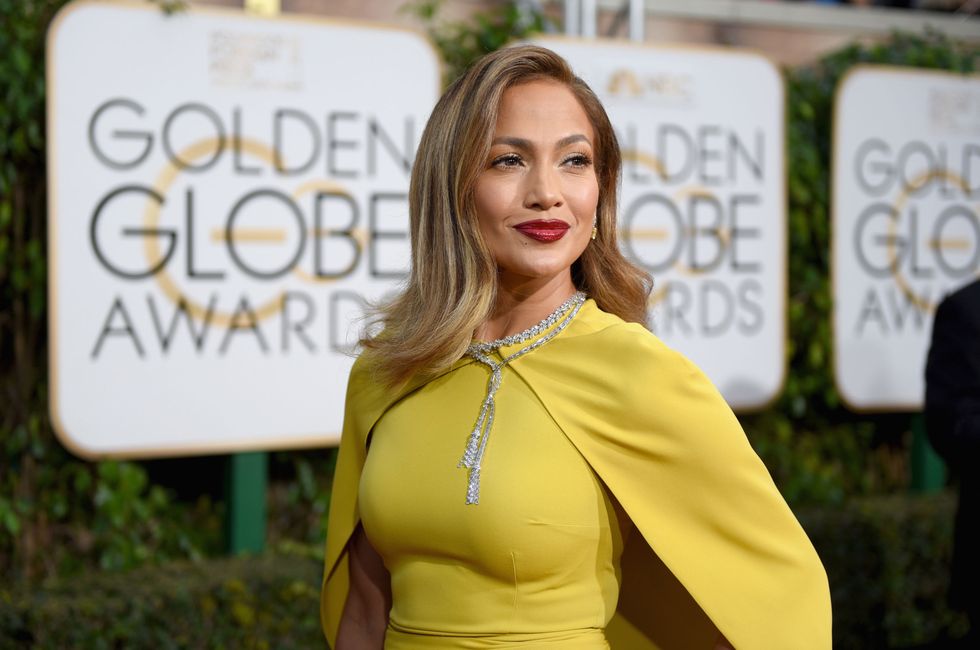BEVERLY HILLS, CA - JANUARY 10:  73rd ANNUAL GOLDEN GLOBE AWARDS -- Pictured: Singer/actress Jennifer Lopez arrives to the 73rd Annual Golden Globe Awards held at the Beverly Hilton Hotel on January 10, 2016.  (Photo by Larry Busacca/NBC/NBCU Photo Bank via Getty Images)