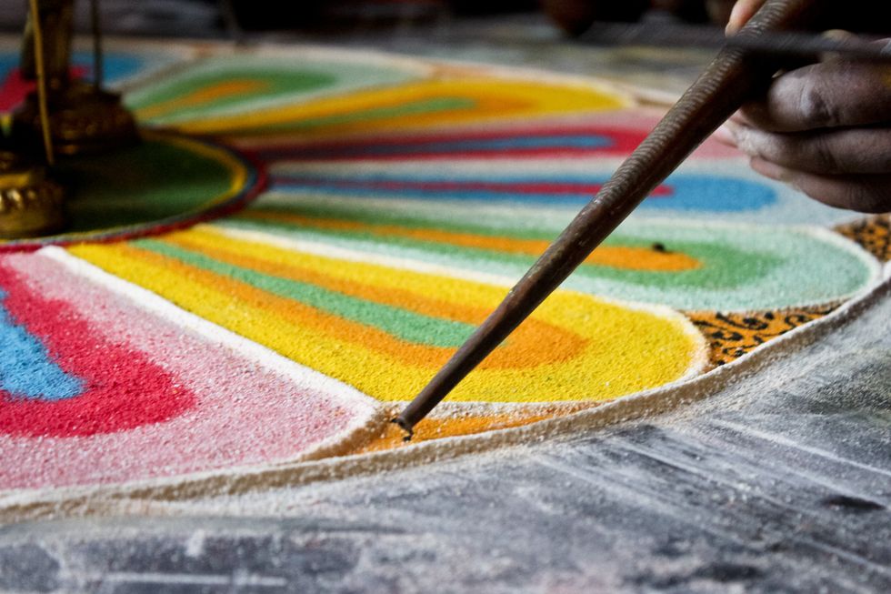Painting, Textile, Colorfulness, Paint, Pattern, Visual arts, Art, 