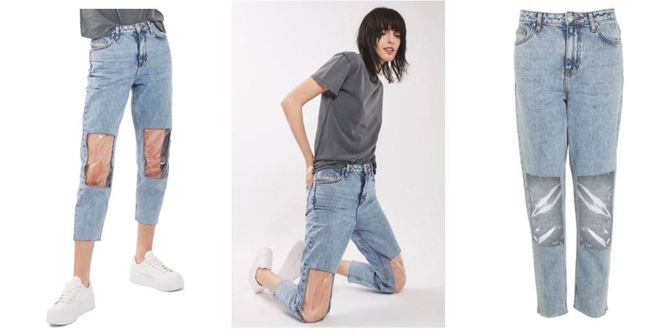 jeans topshop con le ginocchi trasparenti 
