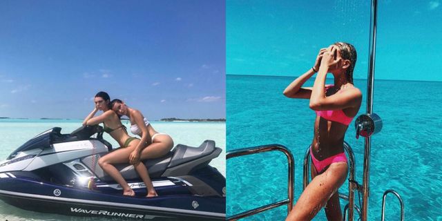 Due selfie di Bella Hadid, Kendall Jenner, Hailey Baldwin in vacanza insieme