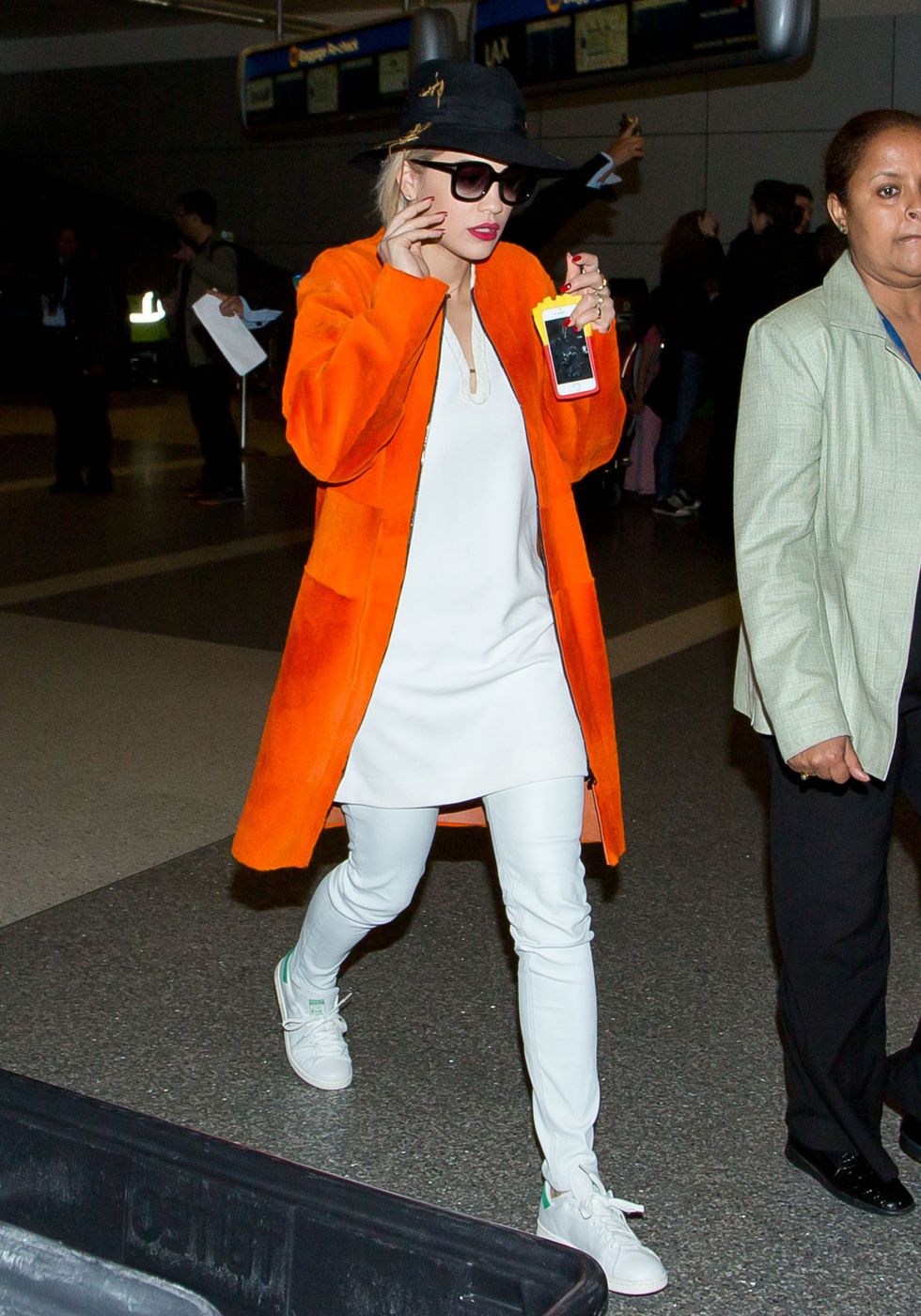 LOS ANGELES, CA - APRIL 10: Rita Ora seen at LAX on April 10, 2014 in Los Angeles, California.  (Photo by GVK/Bauer-Griffin/GC Images)
