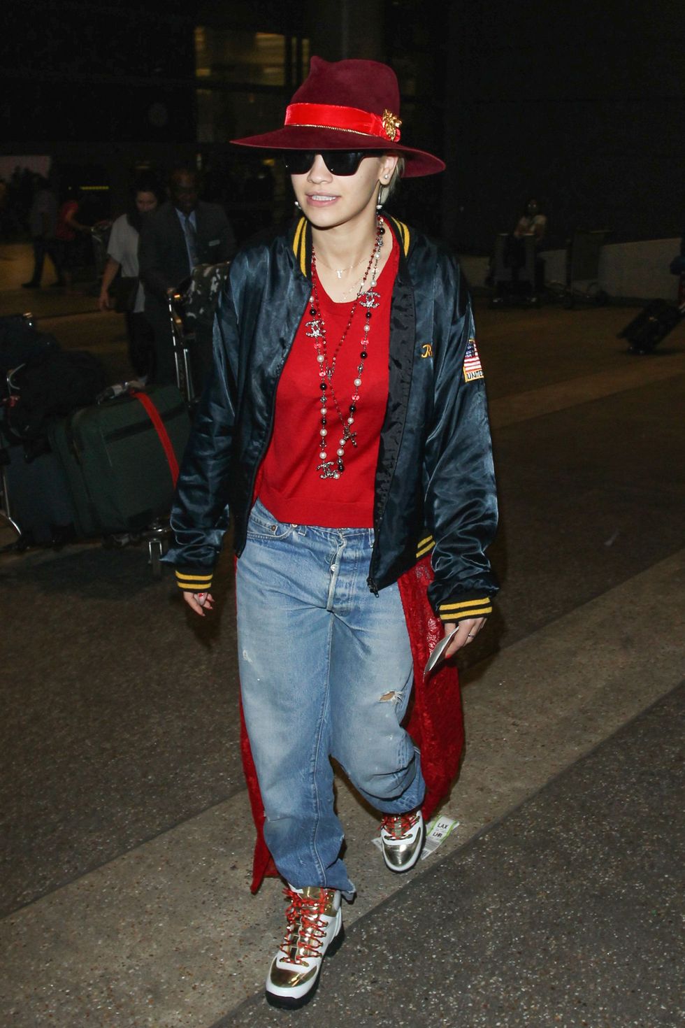 LOS ANGELES, CA - OCTOBER 20: Rita Ora seen at LAX on October 20, 2014 in Los Angeles, California.  (Photo by GVK/Bauer-Griffin/GC Images)