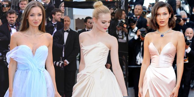 Questa è l'edizione dell'abito lungo a bustier: Bella Hadid, Elle Fanning e Jessica Chaistain si sono date appuntamento sul tappeto rosso di Cannes per sfoggiare modelli da sogno